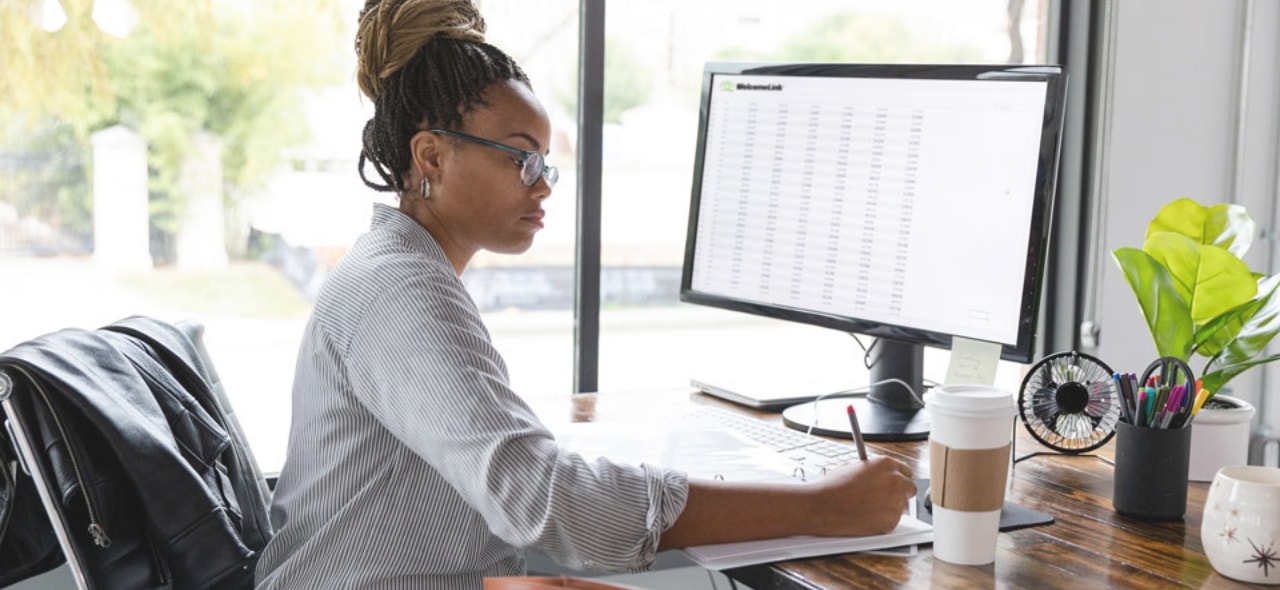 Manager working at Computer